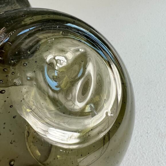 Green Smoke Bubble Glass Stemless Wine Artisan Glass Set of 2 - Picture 5 of 10